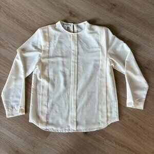 Christian Dior Women’s Vintage Sheer Ivory Padded Silk Blouse Top 12
